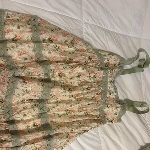 Floral Sleeveless Dress with Green Accents